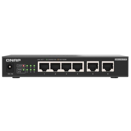 QNAP 6-Port Multi-Gig Unmanaged Switch with 4x 2.5GbE & 2x 10GbE RJ45 Ports QSW-2104-2T-R2