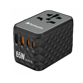 Verbatim Charger Travel Adapter World to World GAN III 65W 2xC 2xA UTA-05