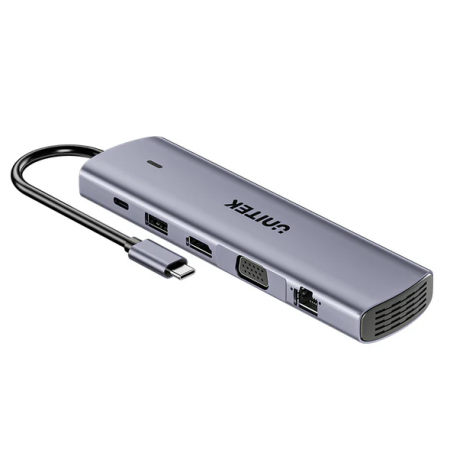 Unitek USB-C Hub USB3.0 HDMI/VGA/Gb/SD/Audio/PD100W D1113B